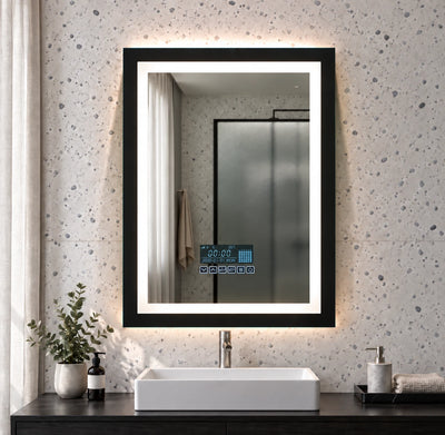 Square Corner Inset LED Mirror with Display — full product view; KS-1012