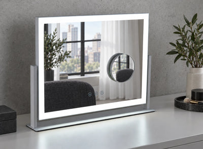 Square Corner Ring Light LED Makeup Mirror — full product view; KS-HZ06