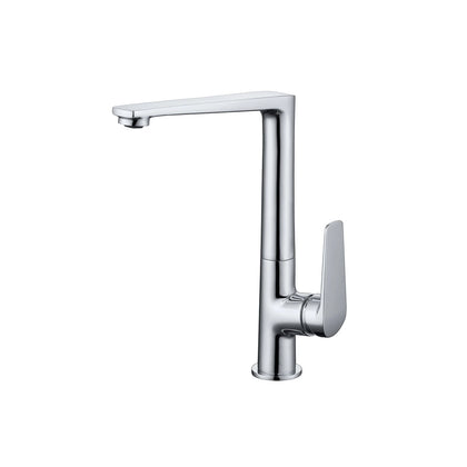 Polished chrome square kitchen faucet, brass body, high-rise L-bend squared spout — SANIKB FYF-05001