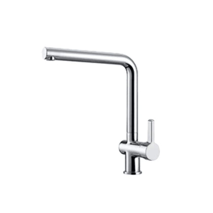 Polished chrome kitchen faucet, solid brass, L-shaped right-angle spout with side lever — SANIKB FYF-05151.