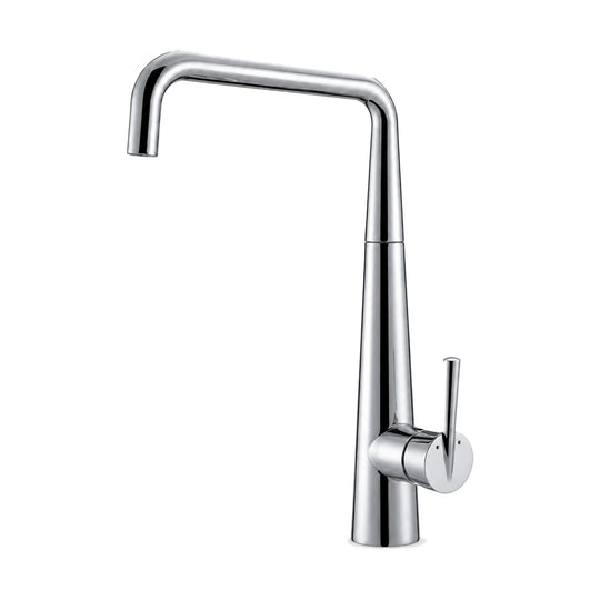 Chrome kitchen faucet with slim tapered cone body, side lever and angular tube spout — SANIKB DL-05 036-CP