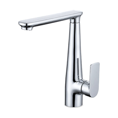 Chrome kitchen faucet with tapered upright body, high flat inverted-L spout and flat blade lever — SANIKB DL-05 050-CP