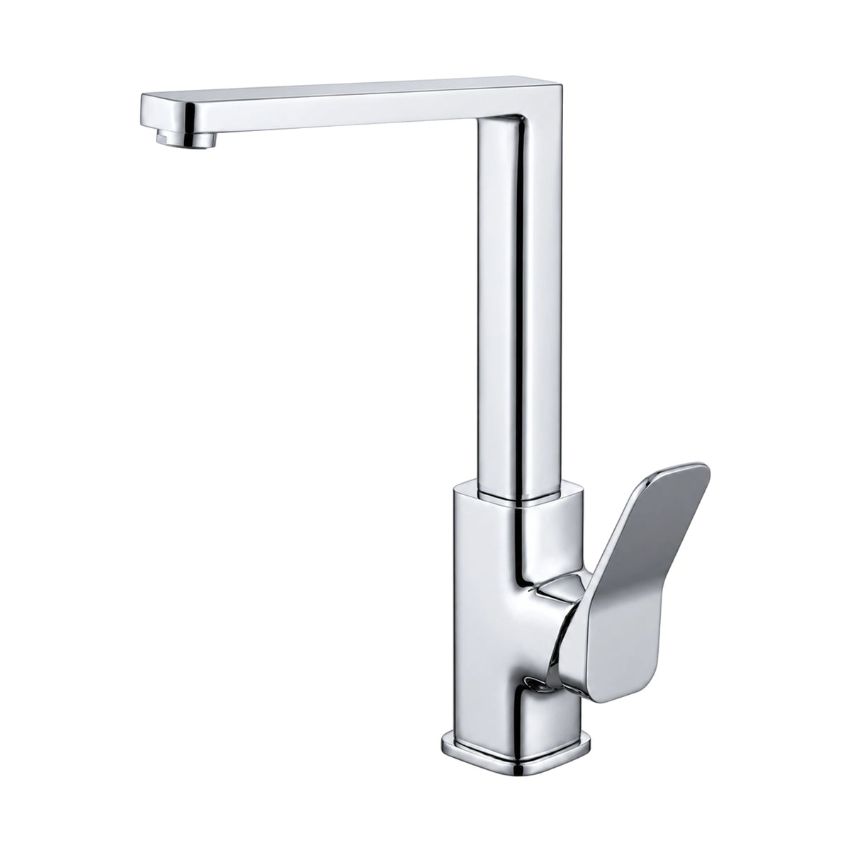 Matte black kitchen faucet with square riser, right-angle square spout and curved blade lever — SANIKB DL-05 051-CP