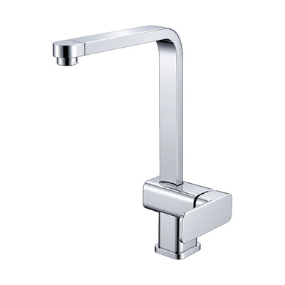 Chrome kitchen faucet with square block base, flat lever and square column turning into the spout — SANIKB DL-05 045-CP