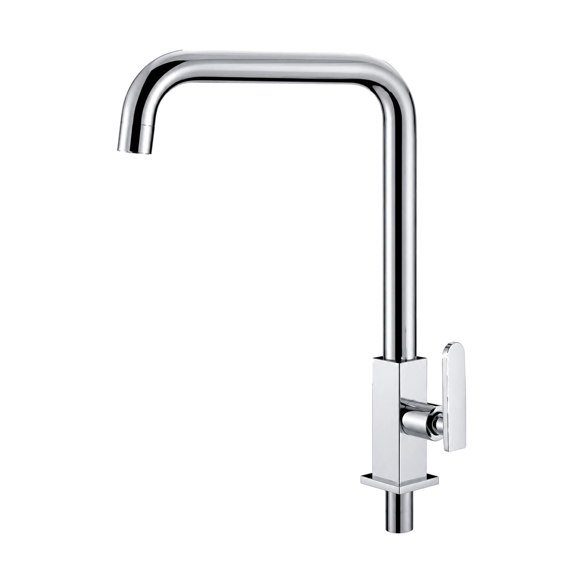 Chrome cold water kitchen faucet with square body, side lever and right-angle round tube spout — SANIKB DL-02 406-CP