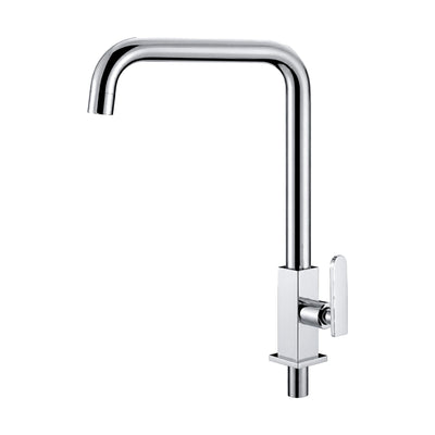 Chrome cold water kitchen faucet with square body, side lever and right-angle round tube spout — SANIKB DL-02 406-CP