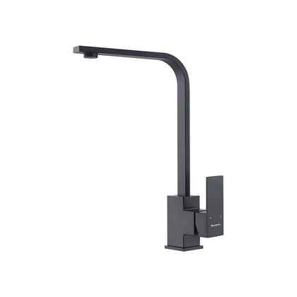 Matte black square kitchen faucet, stainless steel body, angular high-arc spout — SANIKB FYF-05044