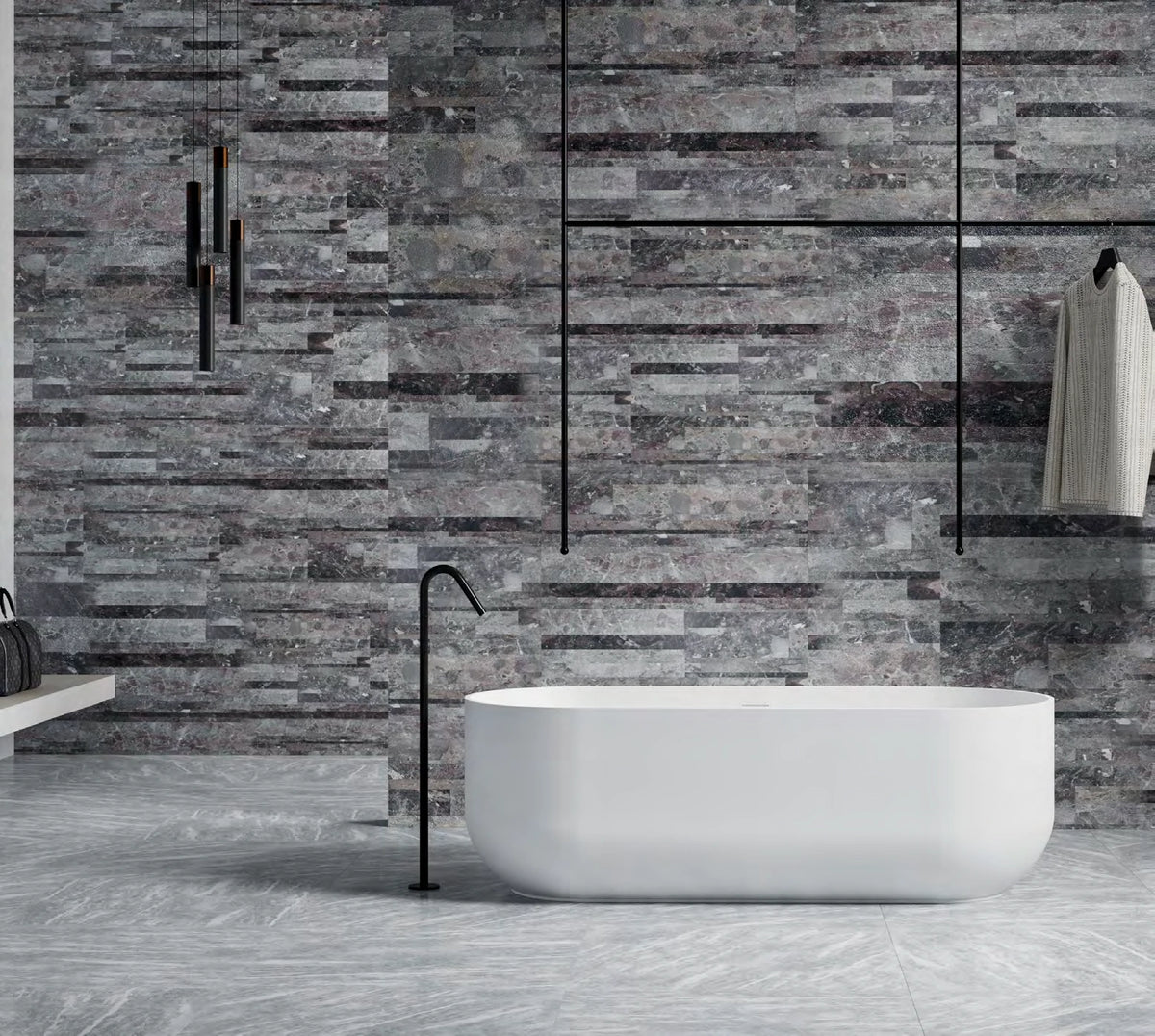 Straight Side Rounded Rectangle Solid Surface Bathtub - XA-8822; complete factory model view