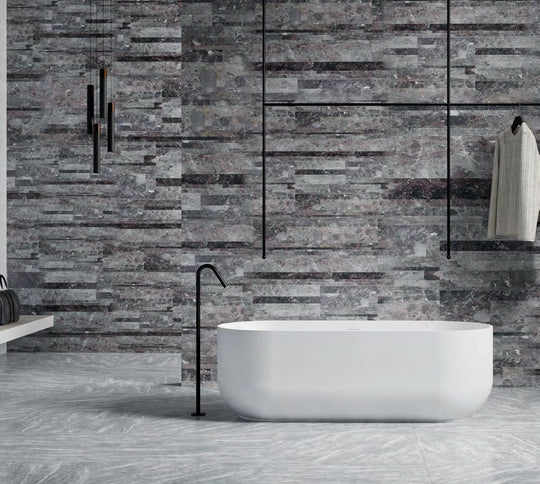 Straight Side Rounded Rectangle Solid Surface Bathtub - XA-8822; complete factory model view
