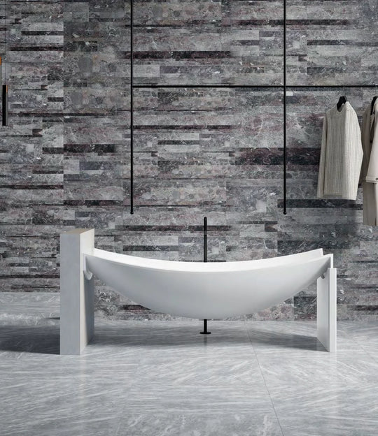 Swept Frame Boat Solid Surface Bathtub - T8997-1; complete model view
