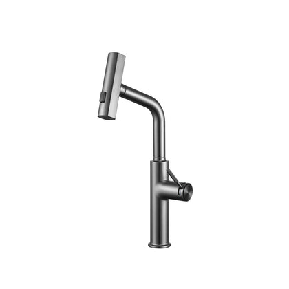 Gunmetal grey swivel spout kitchen faucet, stainless steel, side lever with temperature dial — SANIKB FYF-05191