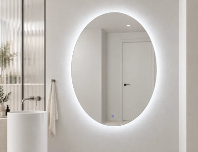 Tall Oval Backlit LED Bathroom Mirror — full product view; KS-3006