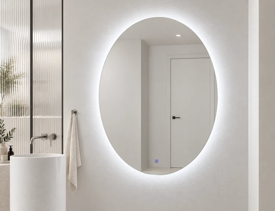 Tall Oval Backlit LED Bathroom Mirror — full product view; KS-3006