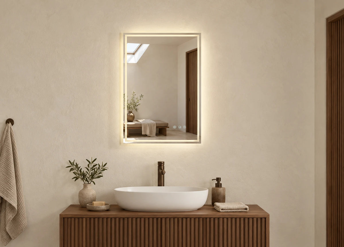 Tall Slim Edge Backlit LED Mirror — catalog detail view; KS-009-1011