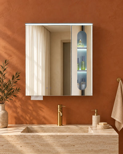 Tall Split Front LED Mirror Cabinet — full product view; KS-4004