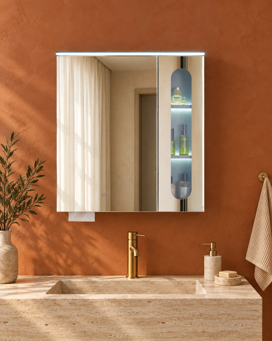 Tall Split Front LED Mirror Cabinet — full product view; KS-4004