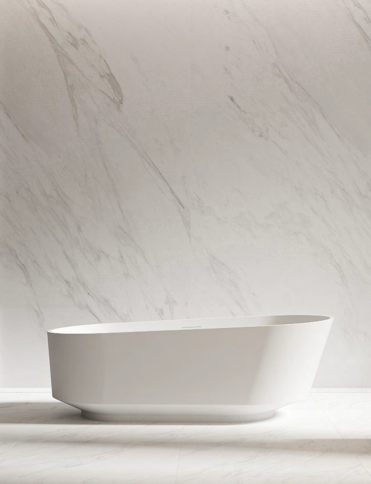 Tapered Rounded Rectangle Solid Surface Bathtub - T8705; complete model view