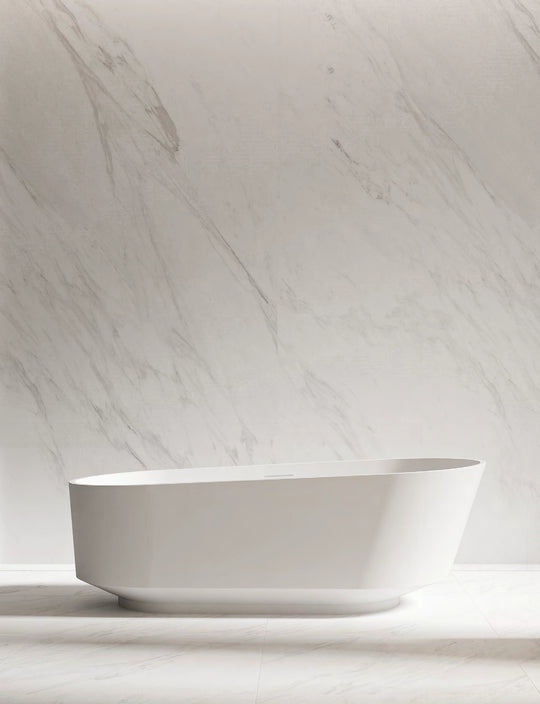 Tapered Rounded Rectangle Solid Surface Bathtub - T8705; complete model view
