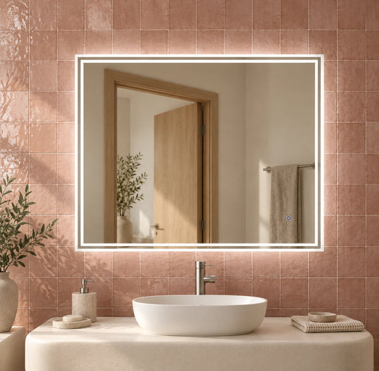 Thin Inner Border LED Bathroom Mirror — full product view; KS-1002
