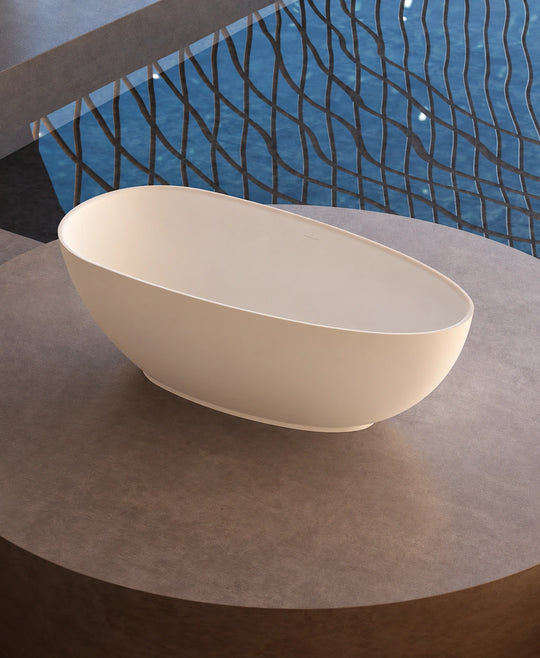 Thin Rim Oval Solid Surface Bathtub - T8201; complete model view