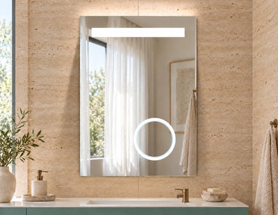 Top Bar LED Mirror with Circular Inset — full product view; KS-1018