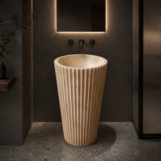 Travertine Slim Fluted Pedestal Basin