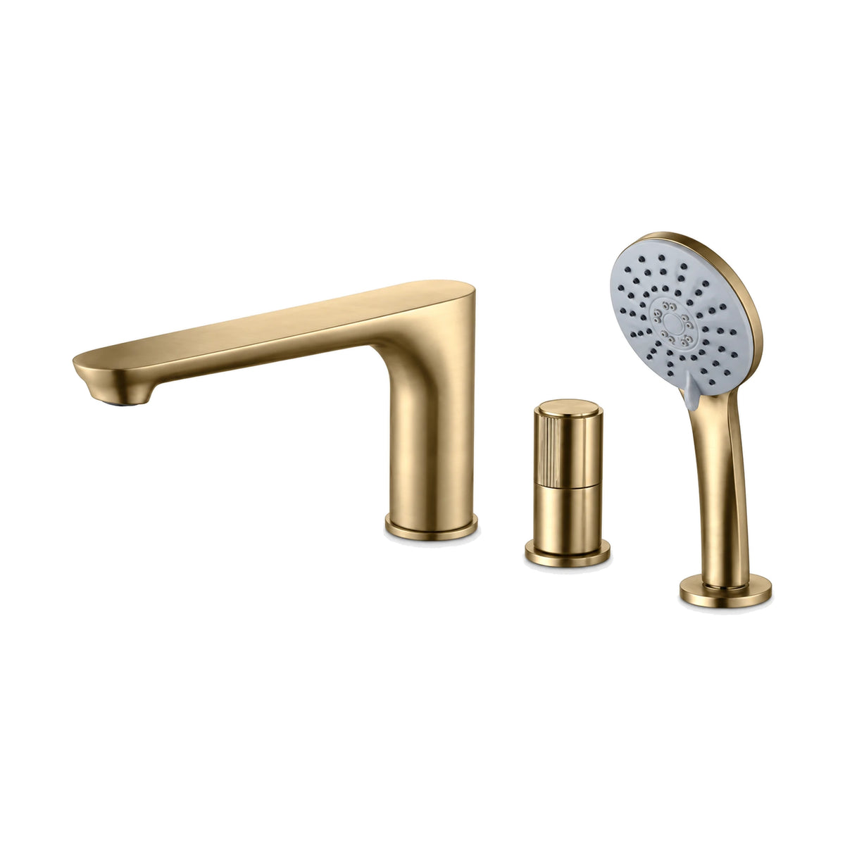 Three-piece tub faucet with flat angular spout, single upright cylindrical control and round hand shower — SANIKB DL-08 315-LSJ