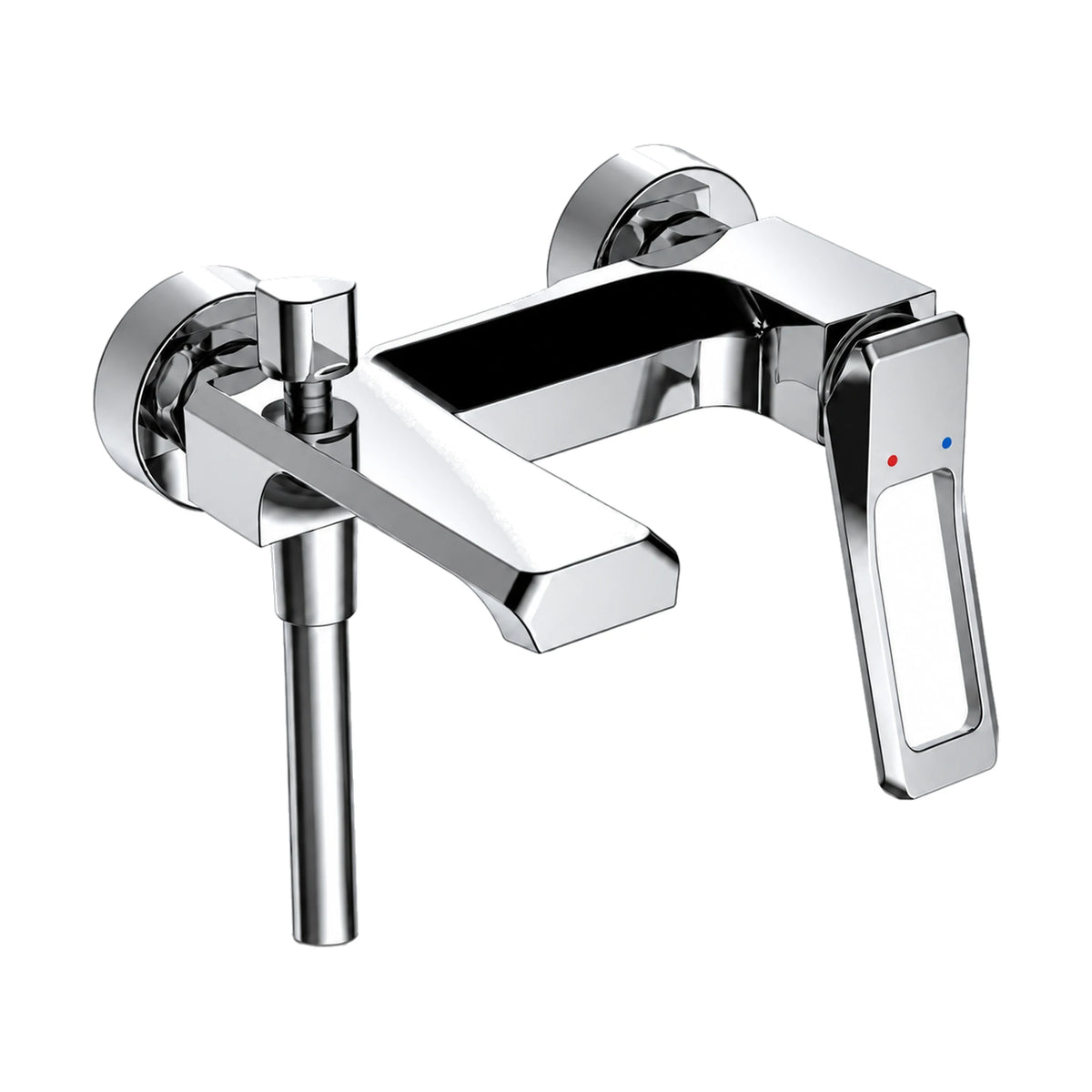 Chrome — Exposed bath shower mixer with open frame lever and flat angular tub spout shown in four finishes — SANIKB DL-08 119-CP