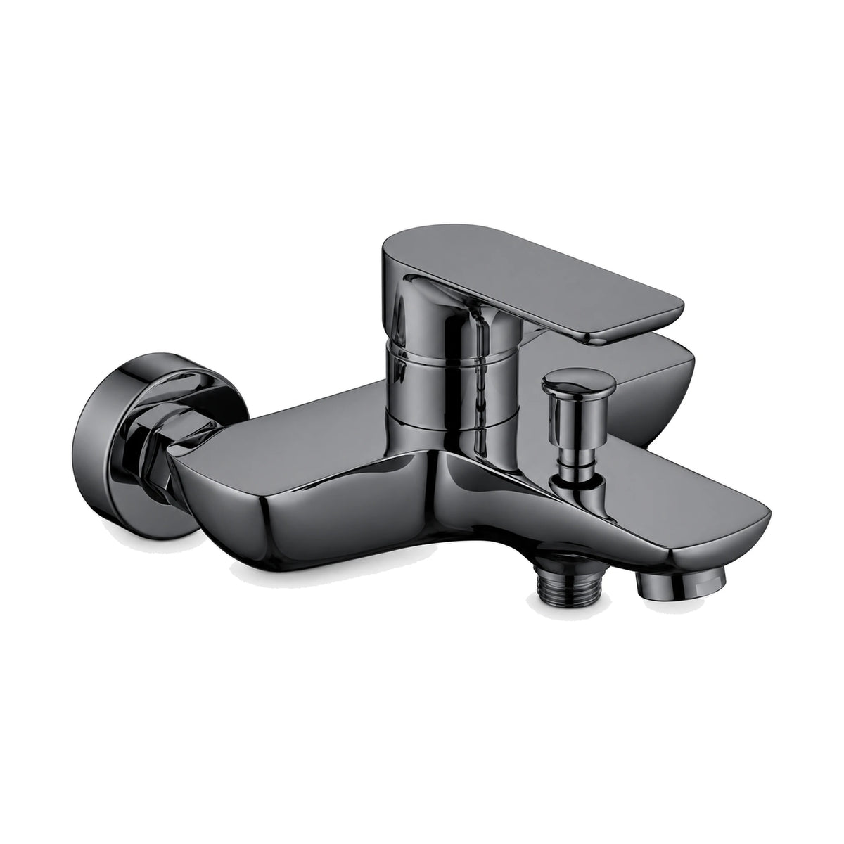 Gun Metal Grey exposed bath shower mixer with round wall eccentrics, flat blade lever, flat tub spout and diverter — SANIKB DL-08 210-QH
