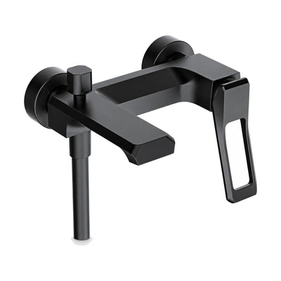 Matte Black — Exposed bath shower mixer with open frame lever and flat angular tub spout shown in four finishes — SANIKB DL-08 119-BK