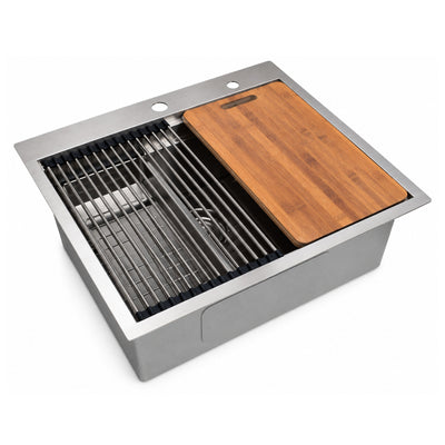 SANIKB TW2522 — Narrow 25x22 Drop-In Ledge Stainless Steel Kitchen Sink, 23" Bowl