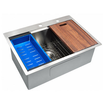 SANIKB TW2820 — 28-Inch Drop-In Ledge Stainless Steel Kitchen Sink, 20-1/2" Front-to-B