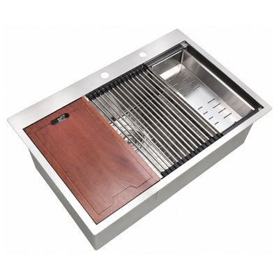 SANIKB TW3322 — Extra-Wide 31-Inch Bowl Drop-In Ledge Stainless Steel Kitchen Sink 33x