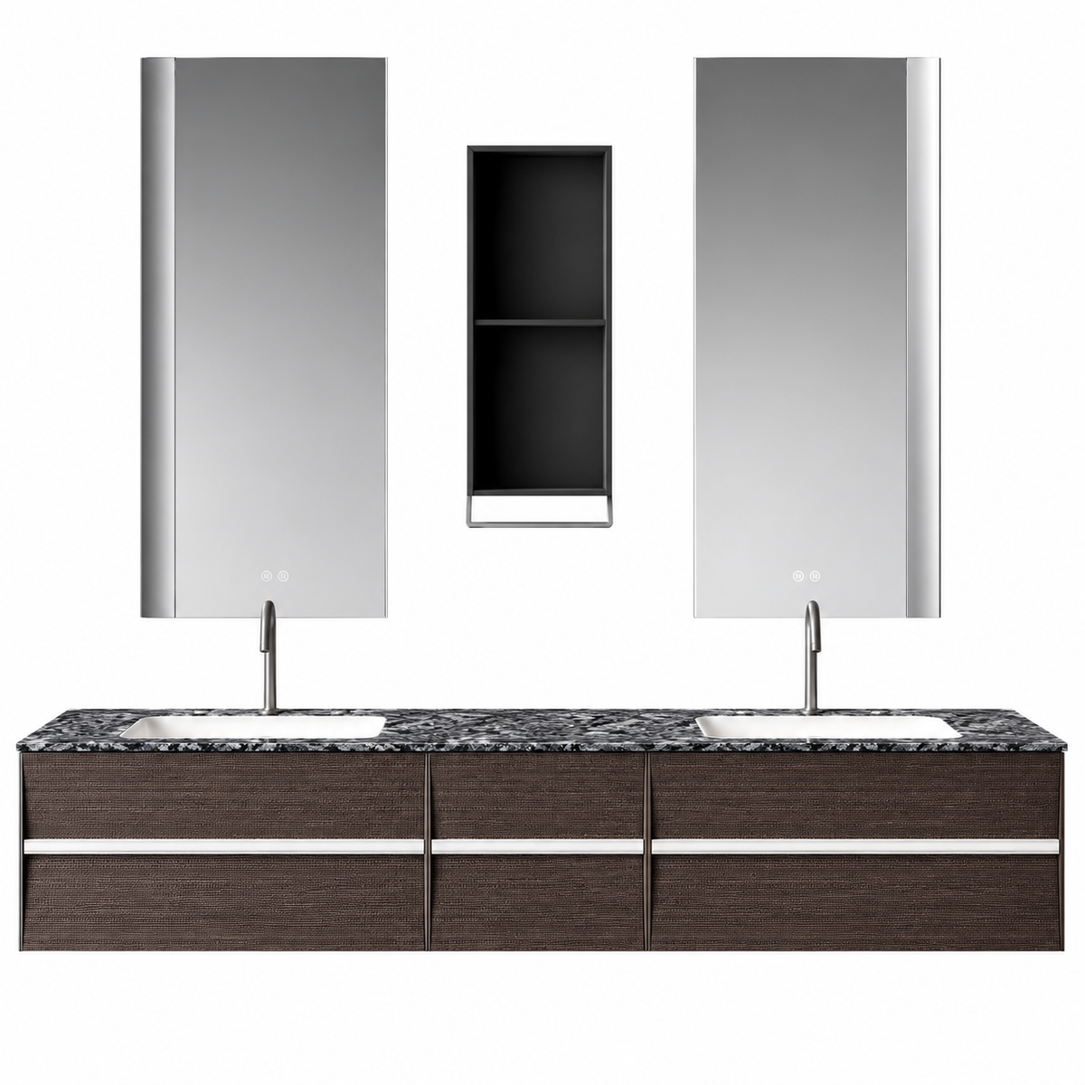 NB-3006-220 vanity cabinet, basin and matching mirror on white background