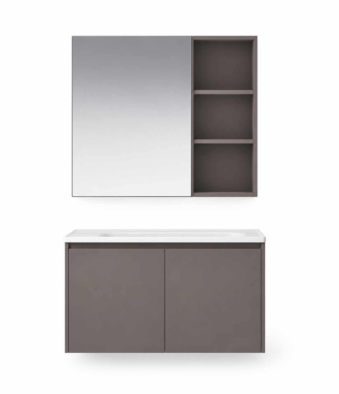 NB-509-600 / NB-509-700 / NB-509-800 shared family cabinet, basin and mirror configuration on white background