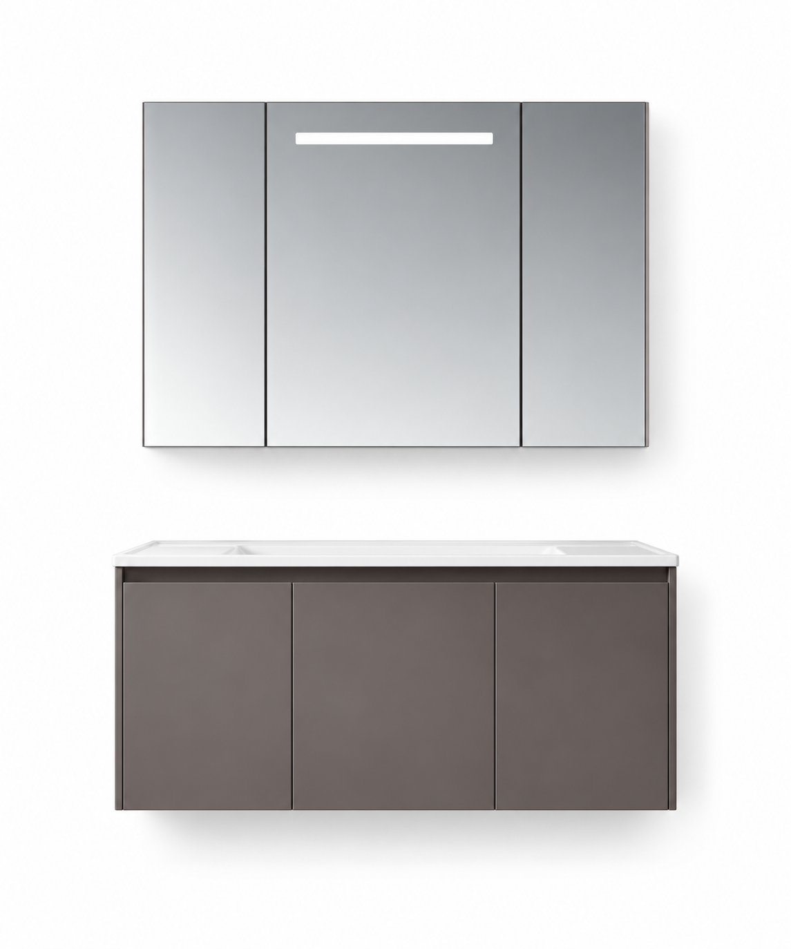 NB-509A-1000 vanity cabinet, basin and matching mirror on white background