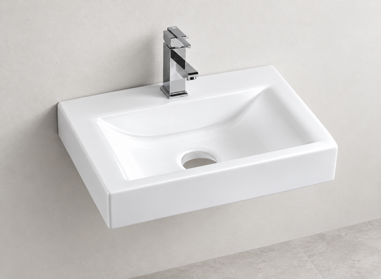SANIKB D15 white wall-mounted ceramic basin