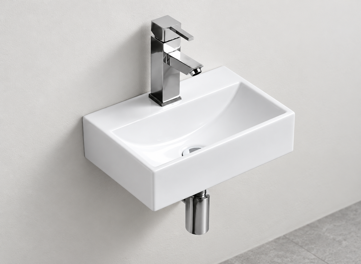SANIKB D300 white wall-mounted ceramic basin