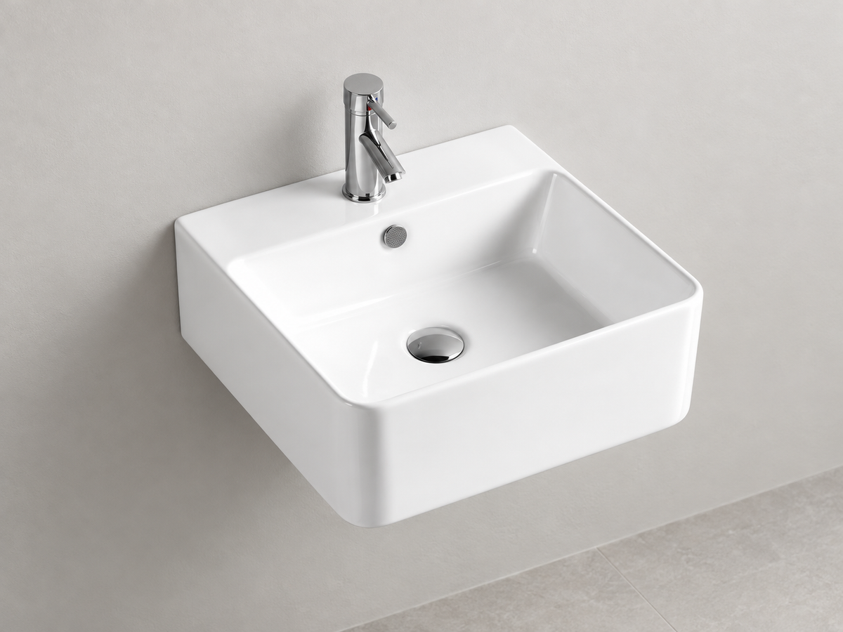 SANIKB D407 white wall-mounted ceramic basin
