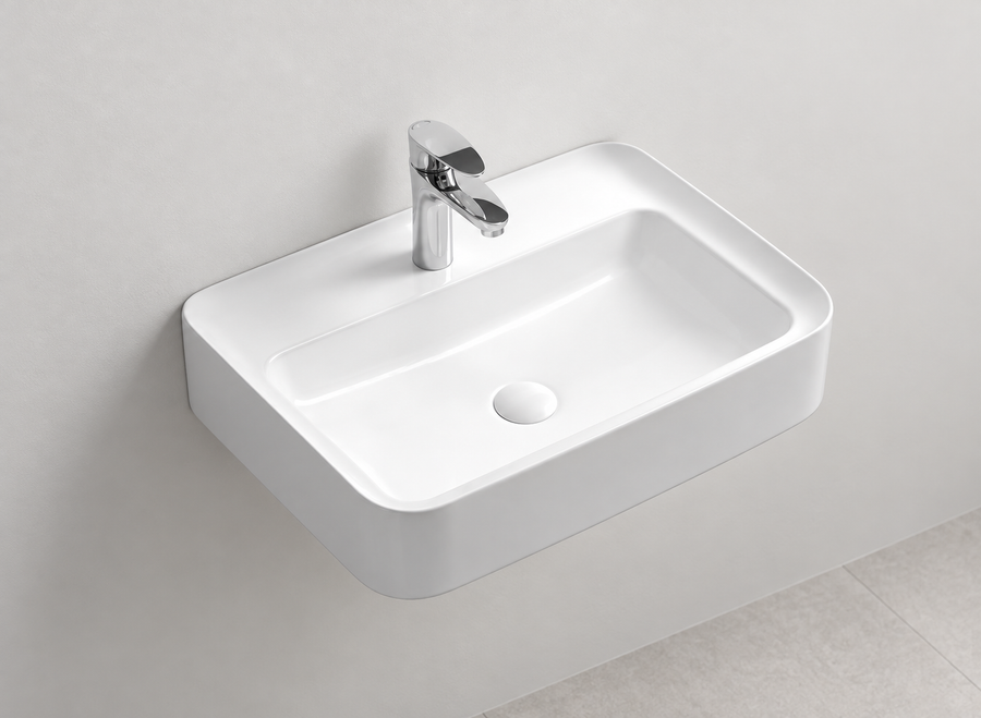 SANIKB D479 white wall-mounted ceramic basin
