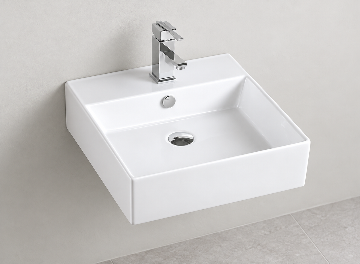 SANIKB D49 white wall-mounted ceramic basin