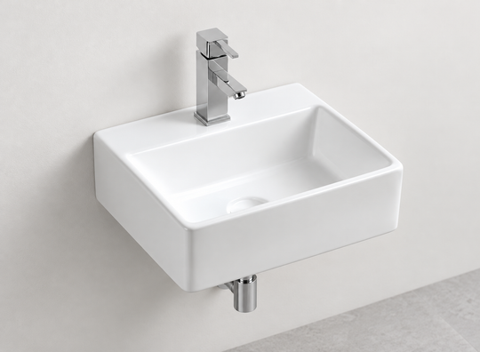 SANIKB D51 white wall-mounted ceramic basin