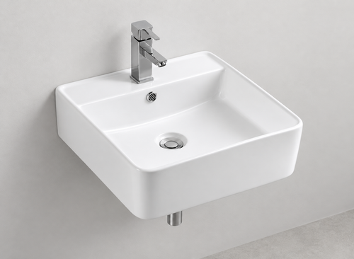 SANIKB D55 white wall-mounted ceramic basin