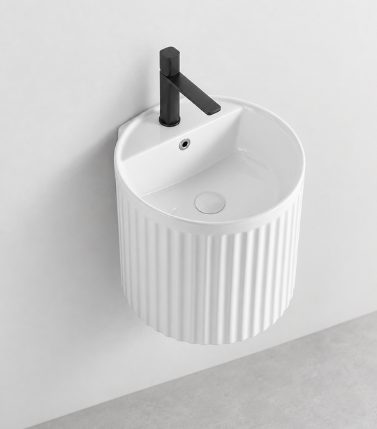 SANIKB D6015 white wall-mounted ceramic basin