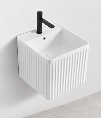 SANIKB D6016 white wall-mounted ceramic basin