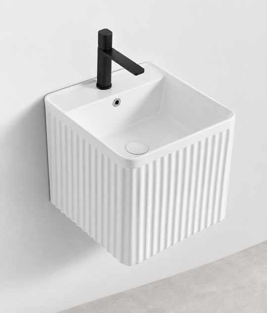SANIKB D6016 white wall-mounted ceramic basin