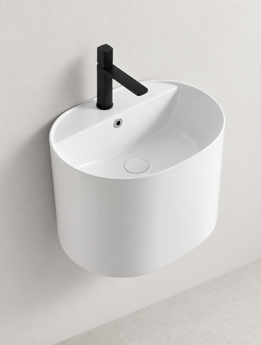 SANIKB D6017A white wall-mounted ceramic basin