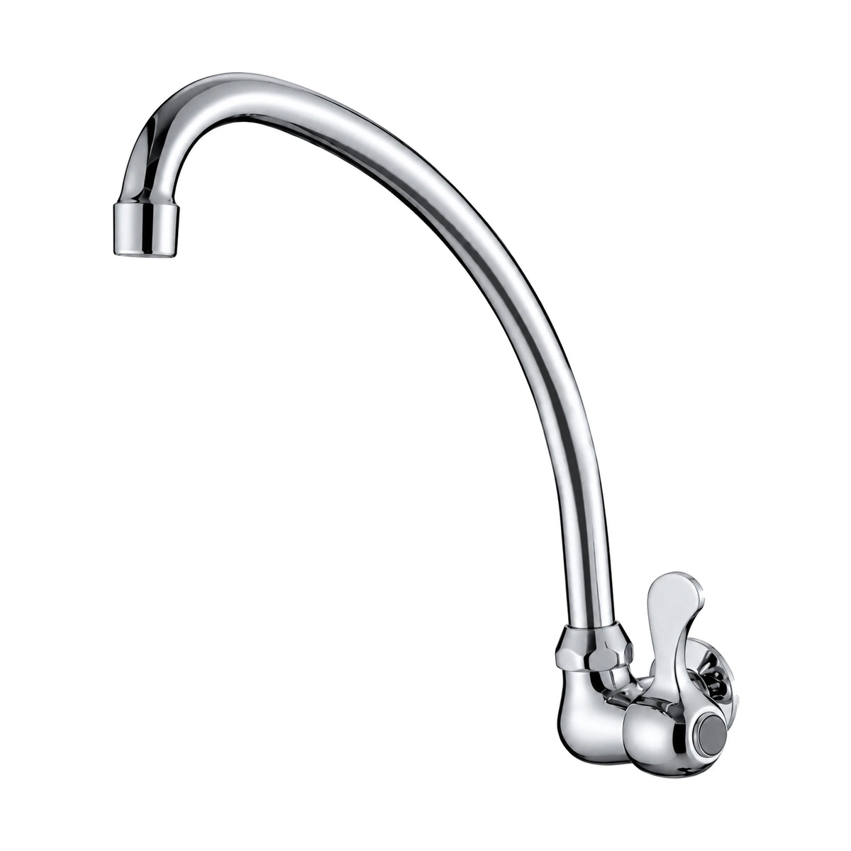 Chrome cold-water wall mount kitchen faucet with single lever and long sweeping arched tube spout — SANIKB DL-02 403-CP