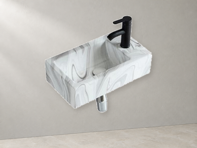 SANIKB SHY-3043LD137 white / grey veins wall-mounted ceramic basin