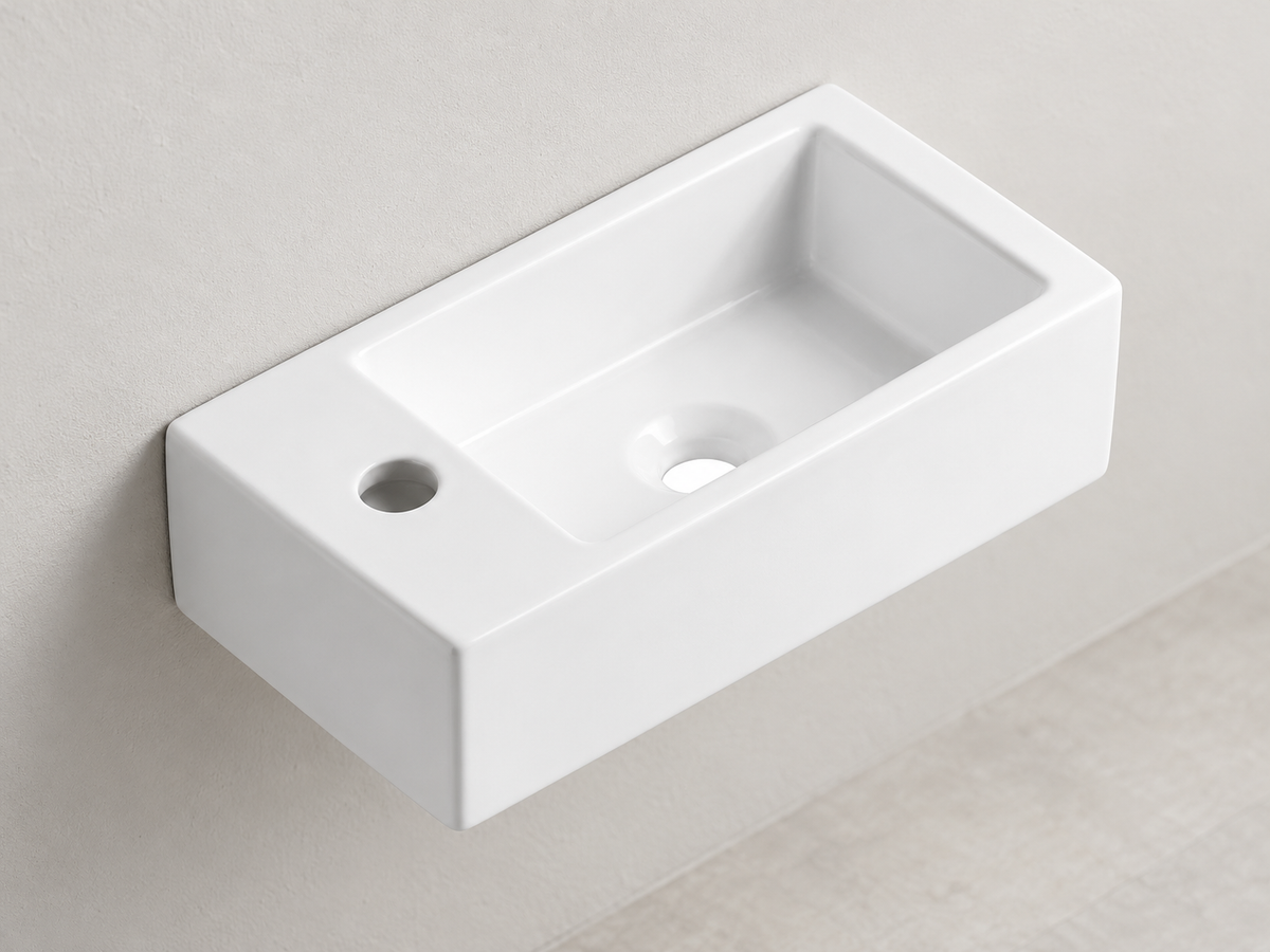 SANIKB SHY-3053AR white wall-mounted ceramic basin